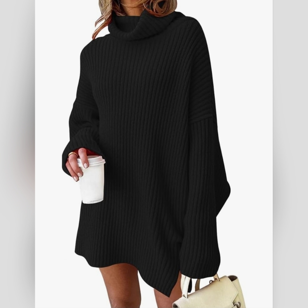 Amazon Elegant Black Turtleneck Dress